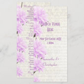  pastel lila huwelijksprogramma florale kerk programmakaart (Voorkant / Achterkant)