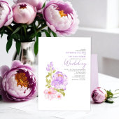 Pastel Lila Licht Roze Bloemen Boho Bruiloft Kaart