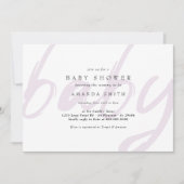 Pastel Lila Minimale Genderneutrale Baby shower Kaart (Voorkant)