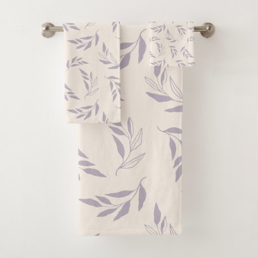 Pastel Lila Minimalistisch Bloemen Natuur Patroon Bad Handdoek (Insitu)