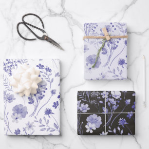 Pastel Lila Paars Landelijke Waterverf Wilde Bloem Inpakpapier Vel