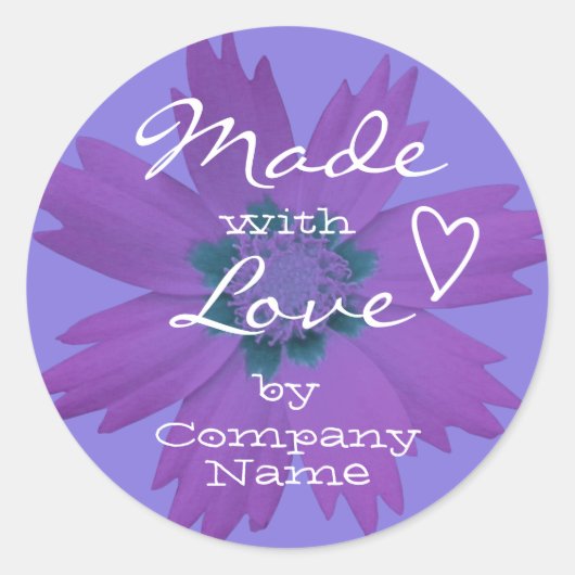 Pastel Lila Paarse bloem met liefde Ronde Sticker (Voorkant)