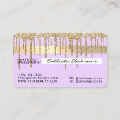 Pastel Lila Paarse Gouden Glitter Druppelt Krediet Visitekaartje (Achterkant)