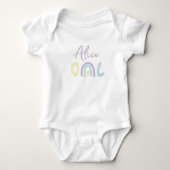 Pastel lila regenboog 1e verjaardag Baby T-Shi Romper (Voorkant)
