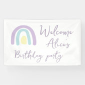 Pastel lila regenboog Baby 1e verjaardag Spandoek (Horizontaal)
