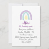 Pastel lila regenboog Verjaardag Uitnodiging (Voorkant)
