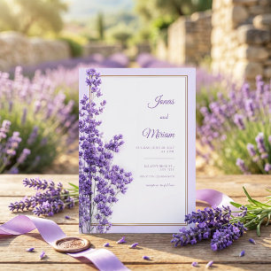 Pastel Lila Romantisch Goud Lavendel Lijst Kaart