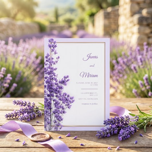 Pastel Lila Romantisch Goud Lavendel Lijst Kaart