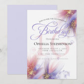 Pastel Lila Roos Abstract Florence Birthday Kaart (Voorkant / Achterkant)