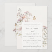 Pastel Lila Wildflower Varen Botanisch Verloving Kaart (Voorkant / Achterkant)