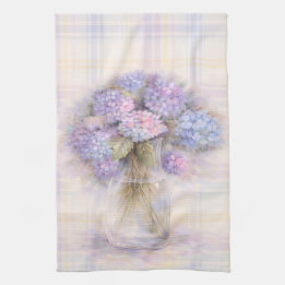 Pastel Lilac Hydrangea Kitchen Tea Towel Theedoek