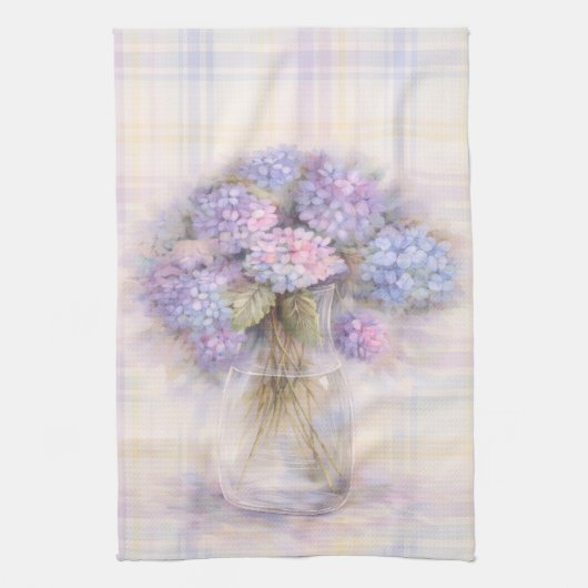 Pastel Lilac Hydrangea Kitchen Tea Towel Theedoek (Verticaal)