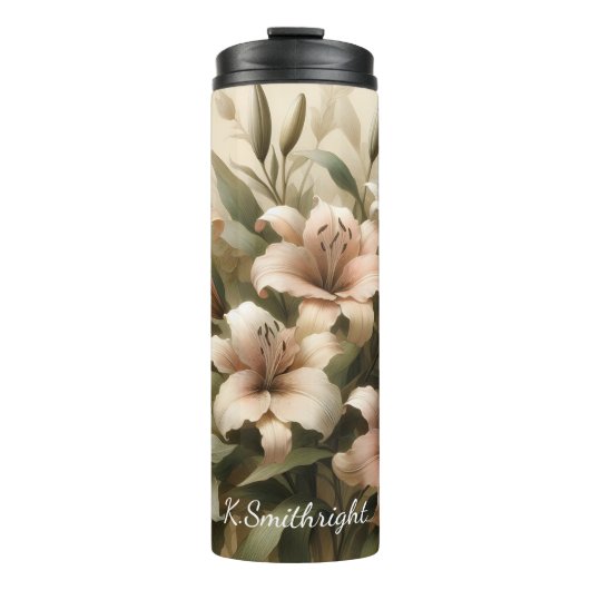 Pastel Lily Bouquet Butterflies Thermosbeker (Voorkant)