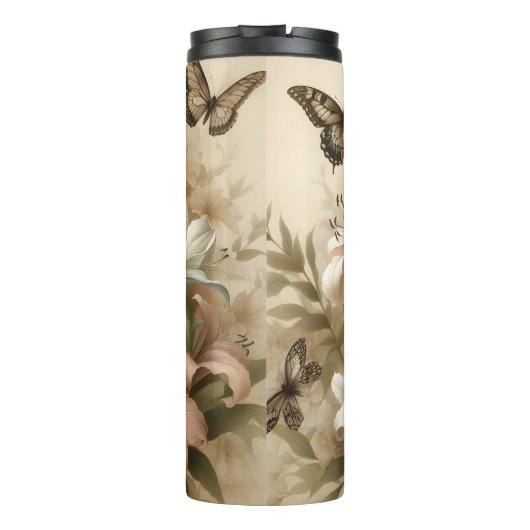 Pastel Lily Bouquet Butterflies Thermosbeker (Achterkant)