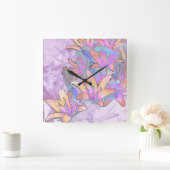 Pastel Lily Love Vierkante Klok (Huis)