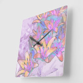 Pastel Lily Love Vierkante Klok (Hoek)