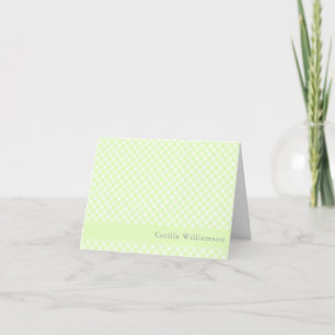 Pastel Lime Green Gingham Pset Pattern Name Notitiekaartje