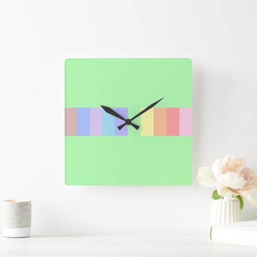 Pastel Lime Green Vierkante Klok (Huis)