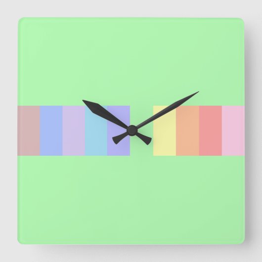 Pastel Lime Green Vierkante Klok (Voorkant)