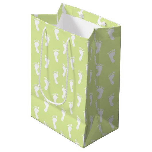 PASTEL LIME GROENE ROWS VAN BABY FEET MEDIUM CADEAUZAKJE (Voorkant Gekanteld)