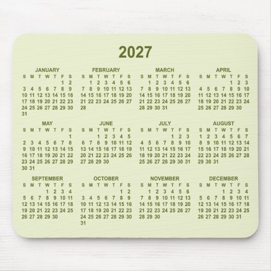 Pastel Limegroene 2027 Agenda Muismat (Voorkant)