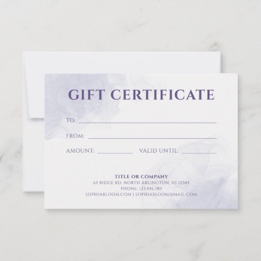 Pastel Liquid Waterverf Ink Certificate Gift Kaart (Achterkant)