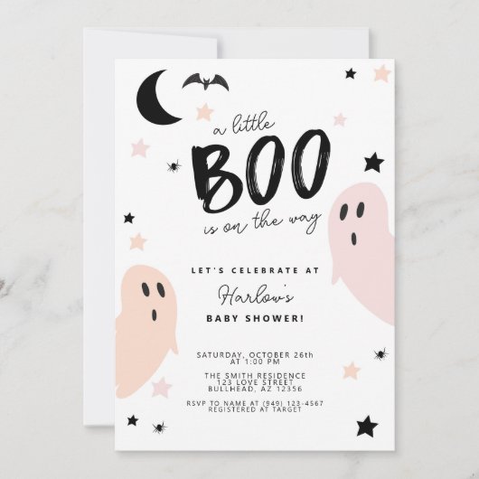 Pastel Little Boo op de weg Halloween Baby shower Kaart (Voorkant)