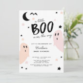 Pastel Little Boo op de weg Halloween Baby shower Kaart (Staand voorkant)