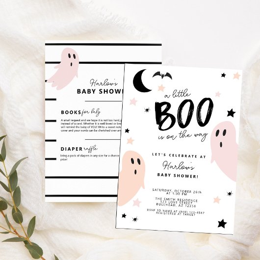 Pastel Little Boo op de weg Halloween Baby shower Kaart