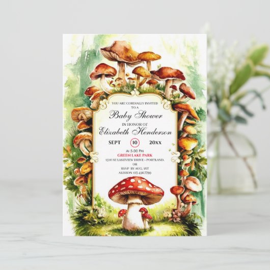 Pastel Little Mushroom Baby shower Kaart (Staand voorkant)