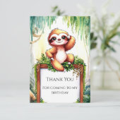 Pastel Little Sloth Verjaardag Bedankkaart (Staand voorkant)