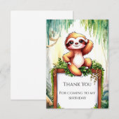 Pastel Little Sloth Verjaardag Bedankkaart (Voorkant / Achterkant)