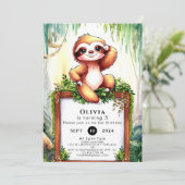 Pastel Little Sloth Verjaardag Kaart (Staand voorkant)