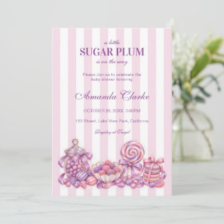 Pastel Little Sugar Plum Candy Baby Shower  Kaart
