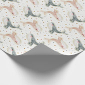 Pastel Little Whale Geslacht Neutraal en Polka Dot Cadeaupapier (Hoek)