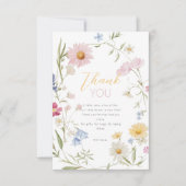 Pastel Little Wildflower Meisje 1e verjaardag Bedankkaart (Voorkant)