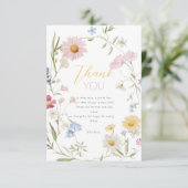 Pastel Little Wildflower Meisje 1e verjaardag Bedankkaart (Staand voorkant)