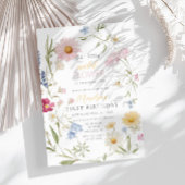 Pastel Little Wildflower Meisje 1e verjaardag Kaart