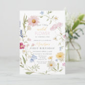 Pastel Little Wildflower Meisje 1e verjaardag Kaart (Staand voorkant)