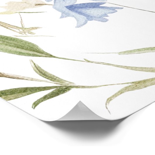 Pastel Little Wildflower Meisje 1e verjaardag Welk Poster (Hoek)