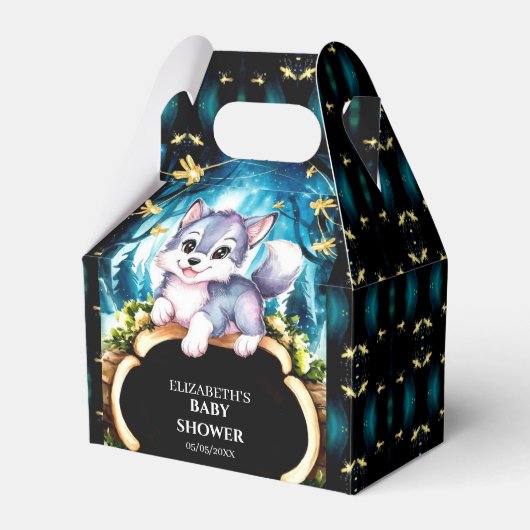 Pastel Little Wolf Baby shower Bedankdoosjes (Voorkant Zijde)
