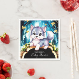 Pastel Little Wolf Baby shower Servet