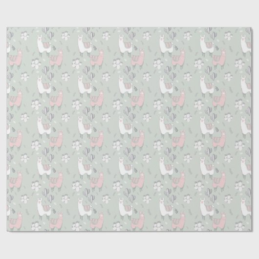Pastel Llama Pattern Cadeaupapier (Vlak)