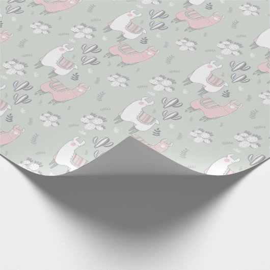 Pastel Llama Pattern Cadeaupapier (Hoek)