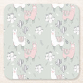 Pastel Llama Pattern Kartonnen Onderzetters (Voorkant)