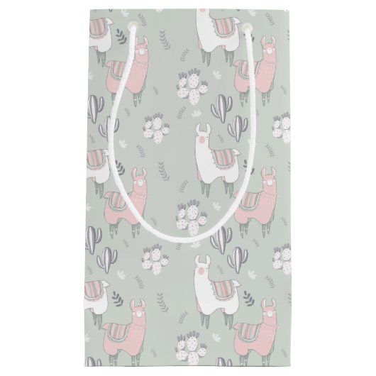 Pastel Llama Pattern Klein Cadeauzakje (Voorkant)