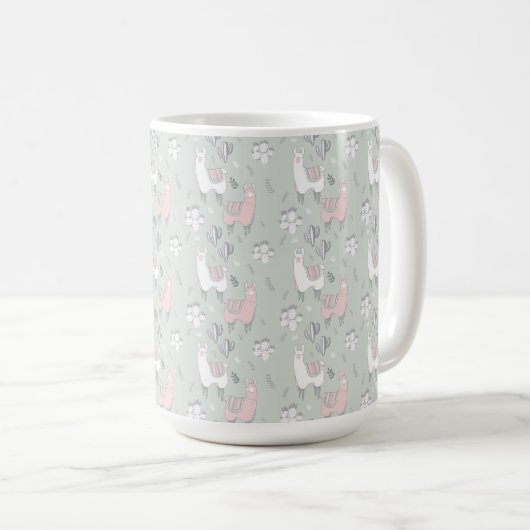 Pastel Llama Pattern Koffiemok (Voorkant rechts)