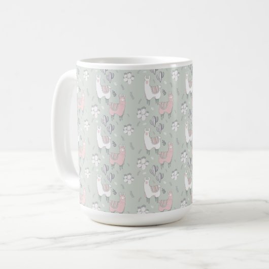 Pastel Llama Pattern Koffiemok (Voorkant links)