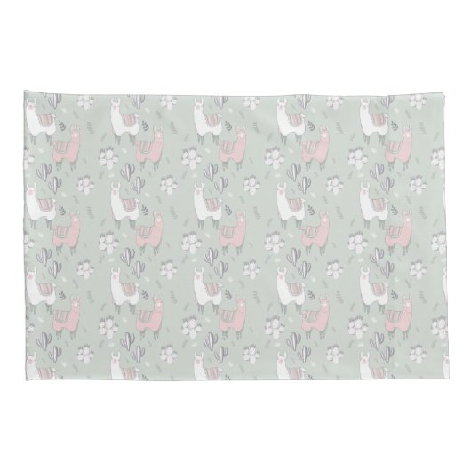 Pastel Llama Pattern Kussensloop (Achterkant-Rechts)