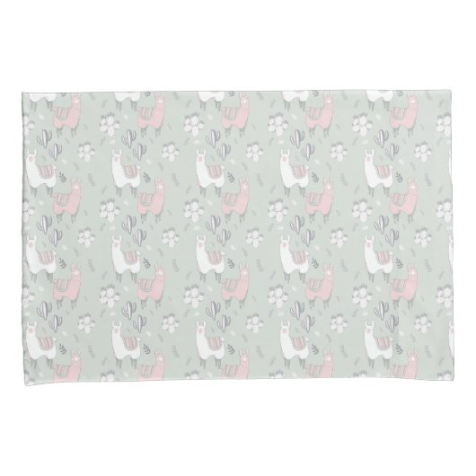 Pastel Llama Pattern Kussensloop (Voorkant-Rechts)